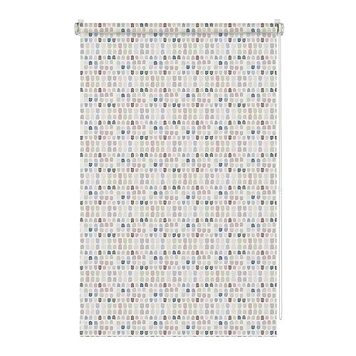 GARDINIA Rollo zum Klemmen, Tageslicht-Rollo, Blickdicht, Alle Montage-Teile inklusive, EASYFIX Rollo Japandi Mosaik, Bunt/Dekor, 100 x 150 cm von Gardinia