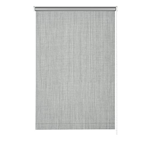 GARDINIA Seitenzug-Rollo für Fenster, Mit Thermo-Rückseite, Hitzeschutz, Montage ohne Bohren, Energie sparen, Blickdicht, Lichtundurchlässig, Verdunkelung, Grau, 92 x 180 cm von Gardinia