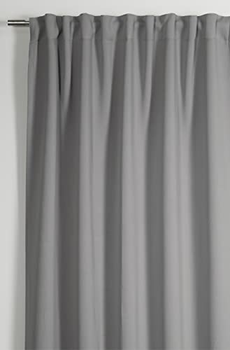 GARDINIA Vorhang mit integriertem Gardinenband, Gardine zur Abdunklung, Blickdicht, Verdunkelnd, Schallabsorbierend, Dimout, Grau, 140 x 245 cm von Gardinia