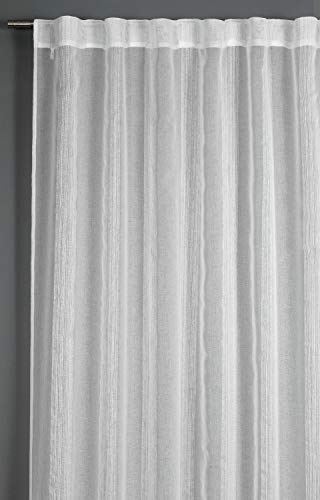 GARDINIA Vorhang mit verdeckten Schlaufen, Lichtdurchlässig, Schlaufenschal, Transparent, Gardine mit Streifenoptik, Weiß, 140 x 245 cm von Gardinia