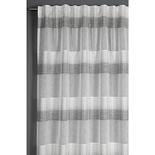 GARDINIA Vorhang mit verdeckten Schlaufen und Gardinenband, Blickdicht, Lichtdurchlässig, Gardine Etamine, Grau, 140 x 175 cm von Gardinia