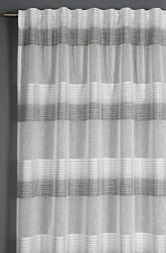 GARDINIA Vorhang mit verdeckten Schlaufen und Gardinenband, Blickdicht, Lichtdurchlässig, Gardine Etamine, Grau, 140 x 245 cm von Gardinia
