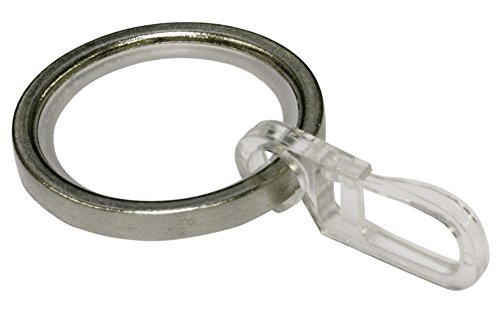 GARDINIA Gardinenringe für Gardinenstangen mit Ø 20 mm, Mit Gleiteinlage und Gardinenhaken, 10 Stück, Serie Chicago, Breite 4 mm, Metall, Edelstahl-Optik von Gardinia