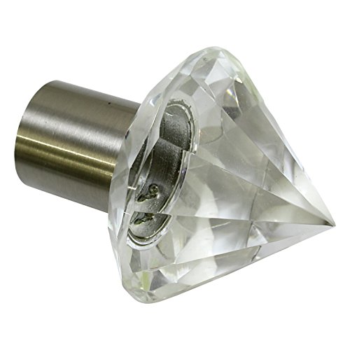 Gardinia Endknöpfe für Gardinenstangen, 2 x Endstück Edition Facette, Serie Chicago, Metall, Edelstahl-Optik, Durchmesser 20 mm, 11205 von Gardinia