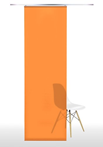Gardinia 12657 Flächenvorhang Stoff Uni ohne Beschwerungsprofil, 60 x 245 cm, orange von Gardinia
