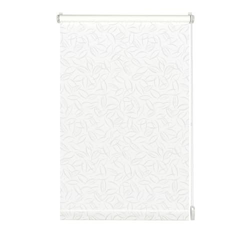 Gardinia Rollo mit dezentem Muster zum Klemmen oder Kleben, Tageslicht-Rollo, Blickdicht, Alle Montage-Teile inklusive, EASYFIX Rollo Dekor, Weiß, 75 x 150 cm (BxH) von Gardinia