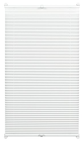 GARDINIA EASYFIX Plissee ohne Bohren, Zum Klemmen, Blickdichtes Falt-Rollo, Inkl. aller Montage-Teile, 2 Bedienschienen, Weiß, 80 x 130 cm von Gardinia