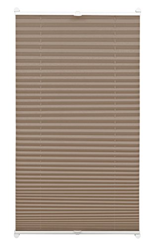 GARDINIA EASYFIX Plissee ohne Bohren, Zum Klemmen, Blickdichtes Falt-Rollo, Inkl. aller Montage-Teile, 2 Bedienschienen, Taupe, 50 x 130 cm von Gardinia