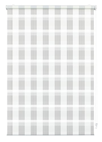 Gardinia Doppelrollo zum Klemmen oder Kleben, Duo-Rollo/Seitenzugrollo, Transparente und blickdichte Streifen, Alle Montage-Teile inklusive, Karo weiß, 45 x 150 cm (BxH), 33910 von Gardinia