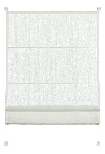 GARDINIA EASYFIX Raffrollo ohne Bohren, Zum Klemmen, Raffgardine, Transparent, Alle Montage-Teile inklusive, 2 Bedienschienen, Weiß, 90 x 140 cm (BxH) von Gardinia