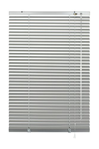 GARDINIA Alu-Jalousie, Sichtschutz, Lichtschutz, Blendschutz, Wand- und Deckenmontage, Aluminium-Jalousie, Silber, 120 x 175 cm (BxH) von Gardinia