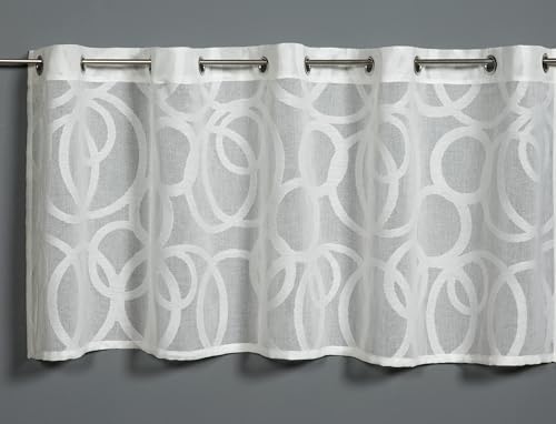 Sehlbach Bistrogardine Scherli Kreise, Weiß, 135 x 50 cm Bistrogardine, Elegantes Muster, Blickdicht, Lichtdurchlässig, Ösenaufhängung, Stilvolle Dekoration von Gardinia