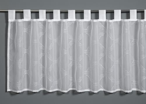Sehlbach Bistrogardine Voile Stickerei Karo, Weiß, 140 x 48 cm Bistrogardine, Elegante Stickerei, Lichtdurchlässig, Einfache Dekoration, Öko-Tex Zertifiziert von Gardinia