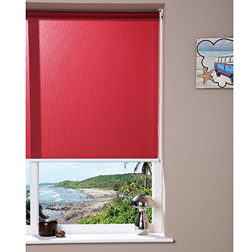 Gardinia Easy Fix Royal Fenster Rollo 100 x 150 in in rot Struktur von Gardinia