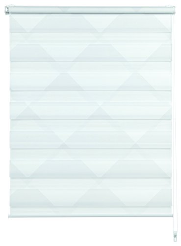 Gardinia Doppelrollo zum Klemmen oder Kleben, Duo-Rollo/Seitenzugrollo, Transparent und Blickdicht, Alle Montage-Teile inklusive, Triangle, 90 x 220 cm (BxH) 32409 weiß/grau von Gardinia