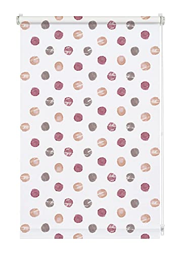 GARDINIA Rollo Digiprint Dots rot zum Klemmen, Tageslicht-Rollo mit Digitaldruck, Blickdicht, Alle Montage-Teile inklusive, Weiß/Dekor, 110 x 150 cm (BxH) von Gardinia