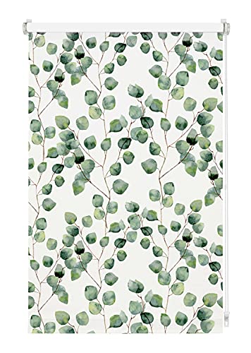 GARDINIA Rollo ohne Bohren, Zum Klemmen, Blickdicht, Sichtschutz, Blendschutz, Lichtundurchlässiges Rollo für Fenster, Digiprint Blackout Isabella, Weiß/Dekor, 50 x 150 cm von Gardinia