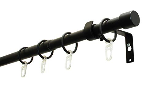 Gardinia Gardinenstangen-Set Cap, 1-Lauf, Ø 19/16 mm, Vorhangstange, Beidseitig ausziehbar, 120-190 cm, Schwarz-matt von Gardinia