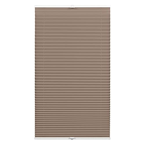 GARDINIA Plissee Concept Tageslicht, Blickdichtes Faltrollo, Alle Montage-Teile inklusive, EASYFIX Plissee verspannt mit zwei Bedienschienen, Taupe, 100 x 130 cm (BxH) von Gardinia