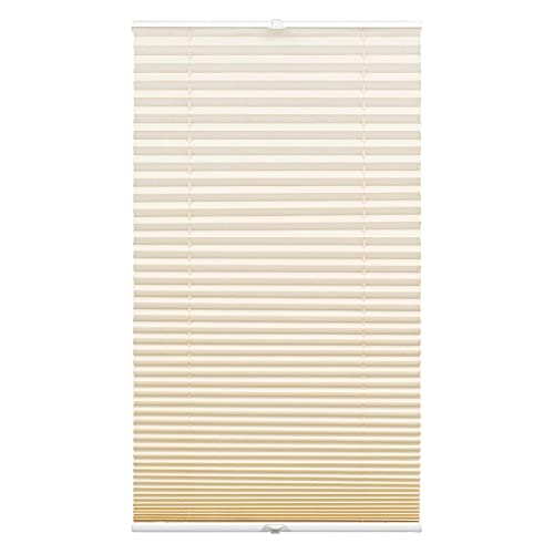 GARDINIA Plissee Concept Tageslicht, Blickdichtes Faltrollo, Alle Montage-Teile inklusive, EASYFIX Plissee verspannt mit zwei Bedienschienen, Beige, 40 x 130 cm (BxH) von Gardinia