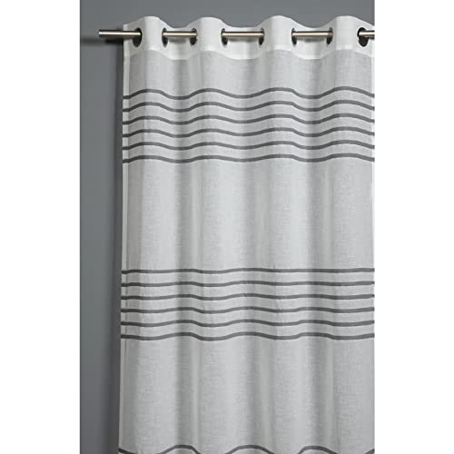 GARDINIA Vorhang mit Ösen, Transparenter Ösenschal, 3D-Streifen, Lichtdurchlässig und transparent, Grau, 140 x 245 cm von Gardinia