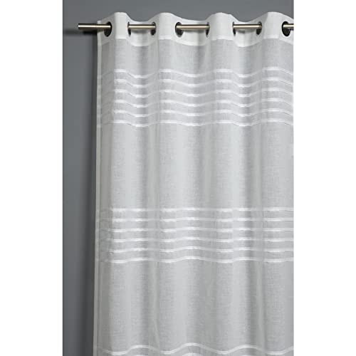 Gardinia Vorhang mit Ösen, Transparenter Ösenschal, 3D-Streifen, Lichtdurchlässig und transparent, Weiß, 140 x 245 cm von Gardinia