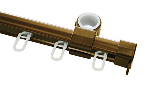 Gardinia U-Laufschiene als Zusatzschiene für Gardinenstangen mit Ø 23 mm und 28 mm, Inkl. Zubehör, Metall, Länge 190 cm, Bronze von Gardinia