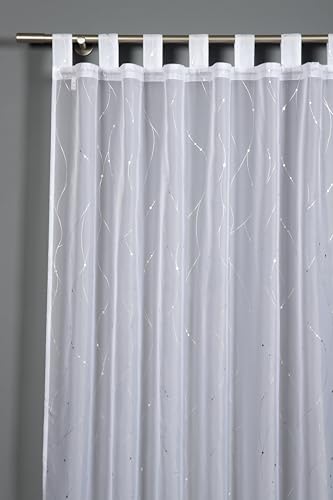 Sehlbach Fertiggardine mit Schlaufen, Voile mit Foilprint, Weiß, 140 x 245 cm Gardinen, Eleganter Foilprint, Einfache Dekoration, Öko-Tex Zertifiziert, Lichtdurchlässig von Gardinia