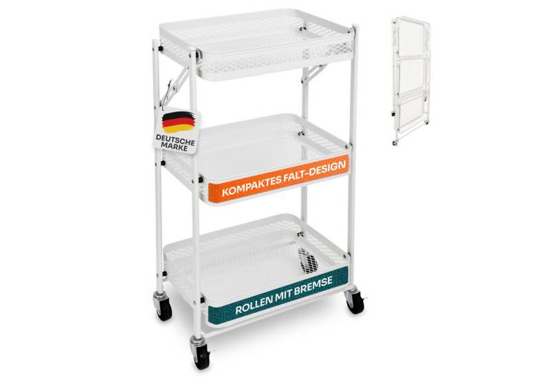 Gardissimo Beistellwagen klappbar mit 4 Rollen aus Metall, (komplett-Set), Rollwagen Küchenwagen Nischenregal Servierwagen von Gardissimo