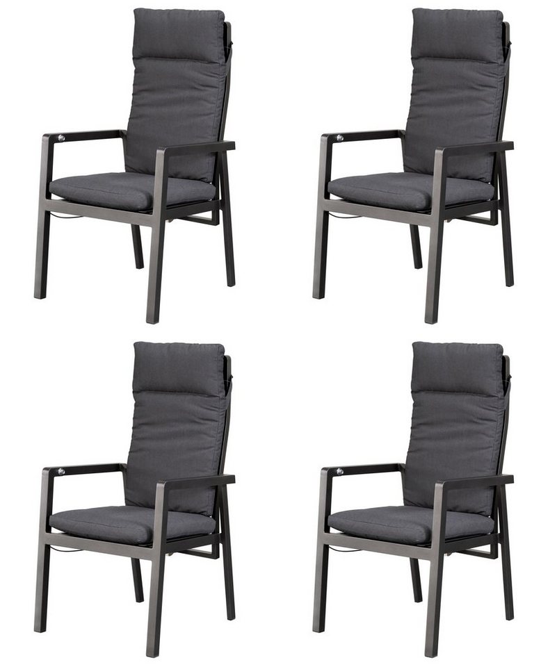 Gardissimo Gartenstuhl 4 er Set Ontario Lounge Stuhl Dining Alu Move Stapelstuhl (Spar-Set), mit verstellbarer Rückenlehne, stapelbar von Gardissimo