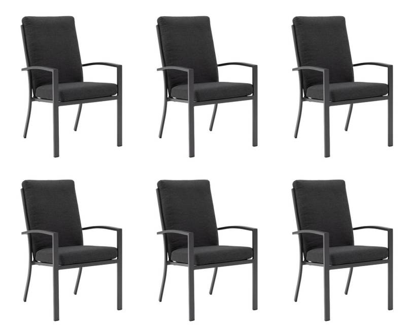 Gardissimo Gartenstuhl 6 er Set Stapelstuhl Aluminium Stapelsessel Boston Alu Garten stabil (Spar-Set), 120 kg Tragkraft / stapelbar / wetterfest von Gardissimo