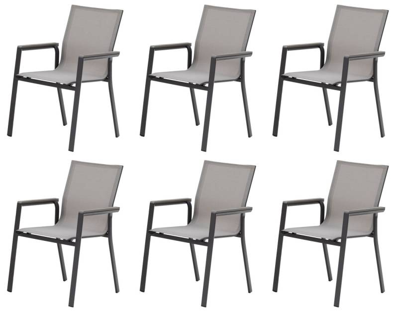 Gardissimo Gartenstuhl 6er Set Stapelstuhl Aluminium Nonwood Stapelsessel Catania anthrazit, wetterfest, rostfrei, 120 kg belastbar von Gardissimo