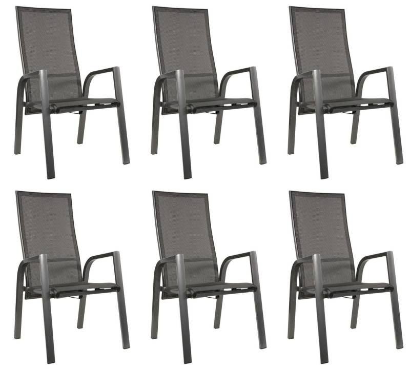 Gardissimo Gartenstuhl Bern Move Stapelstuhl Aluminium mit Textilenem Outdoor-Gewebe (Spar-Set, 6 St), mit stufenlos verstellbarer Rückenlehne / stapelbar / 120 kg Tragkraft von Gardissimo