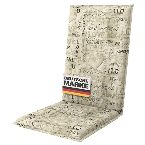 Gardissimo "Hochlehner 8613 hellgrau mit Schrift, Gartenstuhlauflagen 120 x 50 x 8 cm Auflage Polsterauflage UV-Lichtecht Stuhlauflage Sitzauflage von Gardissimo