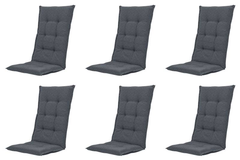 Gardissimo Hochlehnerauflage 6 er Set Gartenstuhlauflagen Check grau 120x50 cm, (Spar-Set, 6 St., 6 Auflagen), wasserabweisend imprägniert von Gardissimo