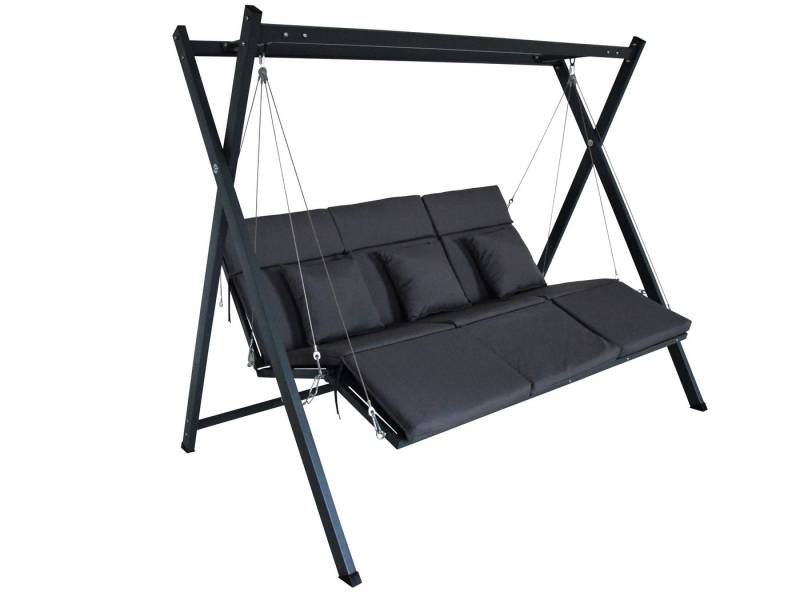 Gardissimo Hollywoodschaukel Gartenschaukel "Alicia 3" - inkl. Liegefunktion, bis 270 kg belastbar, 3-Sitzer, Liegefunktion, inkl. Auflagen und Zierkissen von Gardissimo