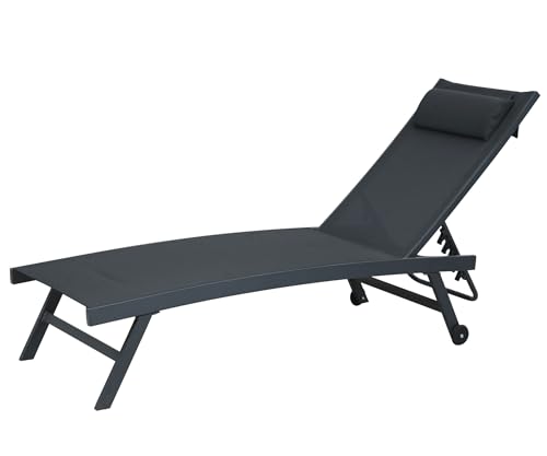 Gardissimo Sonnenliege Elli – Formschöne Aluminium-Gartenliege mit 5fach Verstellbarer Rückenlehne – Gestell Anthrazit - Bezug Anthrazit Gardissimo Sonnenliege Elli – Formschöne Aluminium-Gartenliege mit 5fach Verstellbarer Rückenlehne – Gestell Anthrazit - Bezug Anthrazit von Gardissimo