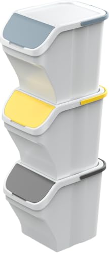 Gardissimo "Sort / 3 x 25 Liter Mülleimer - Küche Stapelbox 3 Fächer - Mülltonnenbox 3er - Abfalleimer mit Deckel von Gardissimo