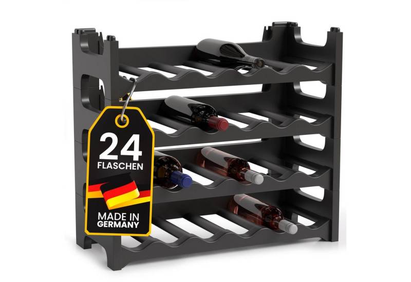 Gardissimo Weinregal Flaschenregal für 24 Flaschen Kunststoff stapelbar Flaschenständer, Spar-Set 4-tlg., stapelbar / Made in Germany / auch für 1,5 L Flaschen geeignet von Gardissimo