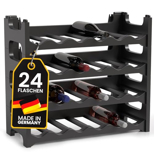 Gardissimo Weinregal für 24 Flaschen anthrazit Qualität Made in Germany bodenstehend Flaschenregal Kunststoff stapelbar Flaschenständer von Gardissimo