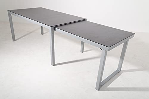 Gardissimo Luxus Aluminium Ausziehtisch Faro Silber, 160/260 x 90 cm, Keramik von Gardissimo