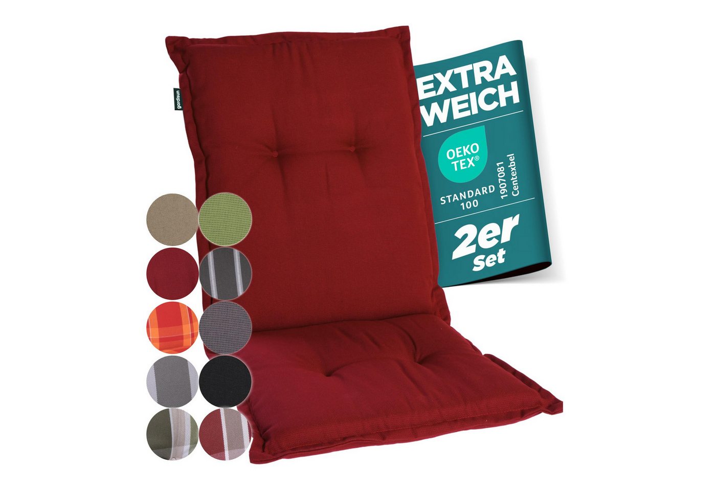 Gardisun Auflagekissen Gartenstuhlauflagen Polyacryl 8cm Dick, (2 St., 1 er Set), extra dicke Polsterung von Gardisun