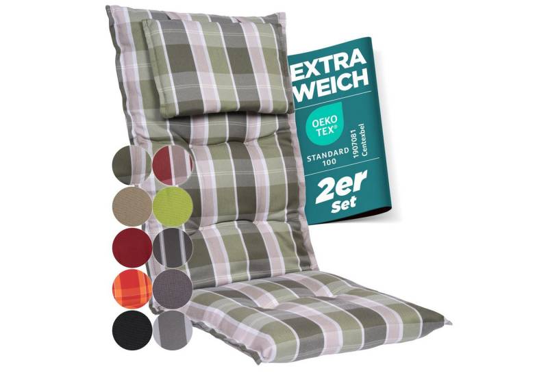 Gardisun Auflagekissen Gartenstuhlauflagen Polyacryl 8cm Dick, (2 St., 1 er Set), extra dicke Polsterung von Gardisun