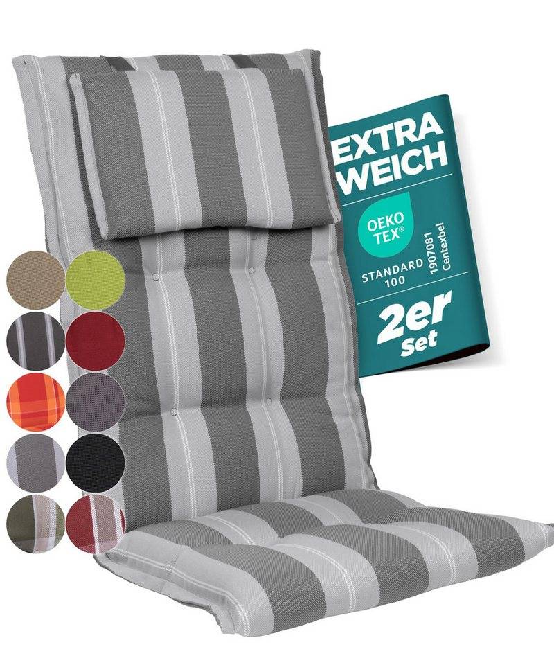 Gardisun Auflagekissen Gartenstuhlauflagen Polyacryl 8cm Dick, (2 St., 1 er Set), extra dicke Polsterung von Gardisun