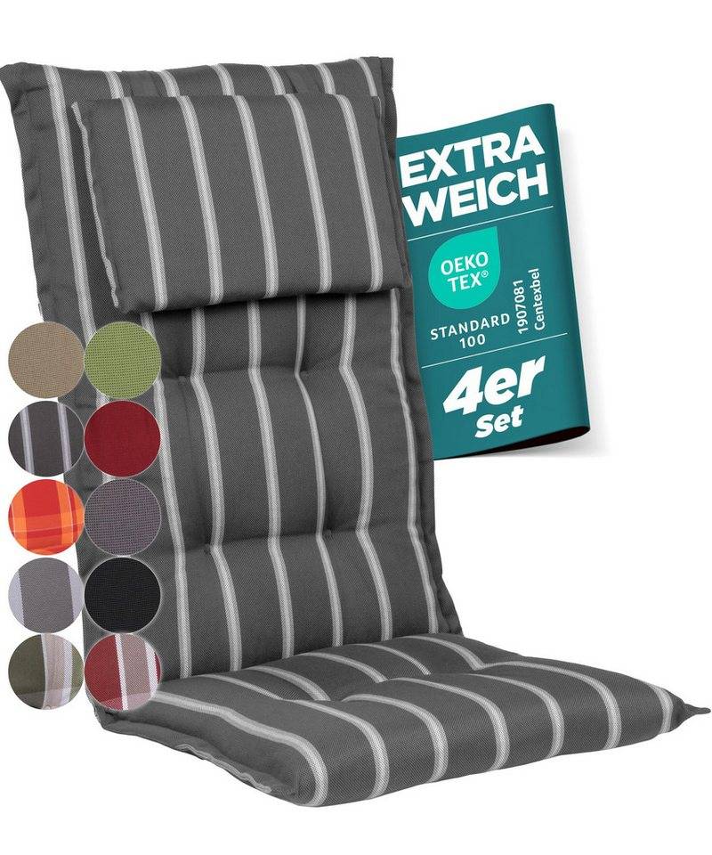 Gardisun Auflagekissen Gartenstuhlauflagen Polyacryl 8cm Dick, (4 St., 1 er Set), extra dicke Polsterung von Gardisun