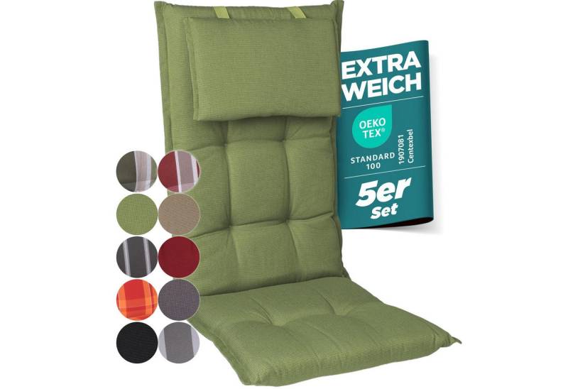 Gardisun Auflagekissen Gartenstuhlauflagen Polyacryl 8cm Dick, (5 St., 1 er Set), extra dicke Polsterung von Gardisun