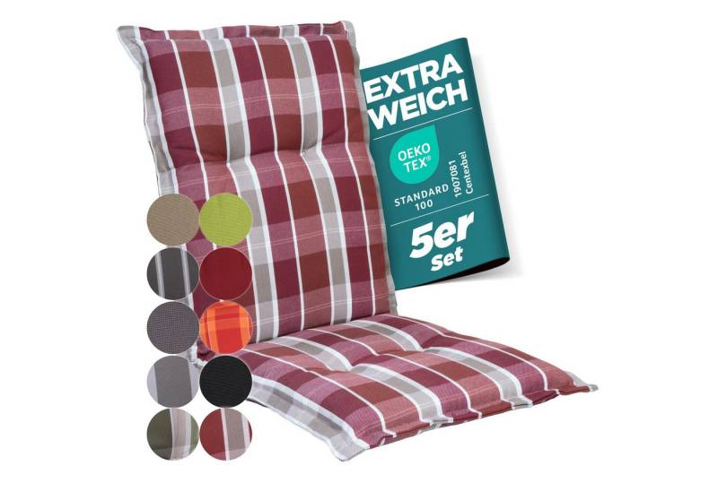 Gardisun Auflagekissen Gartenstuhlauflagen Polyacryl 8cm Dick, (5 St., 1 er Set), extra dicke Polsterung von Gardisun