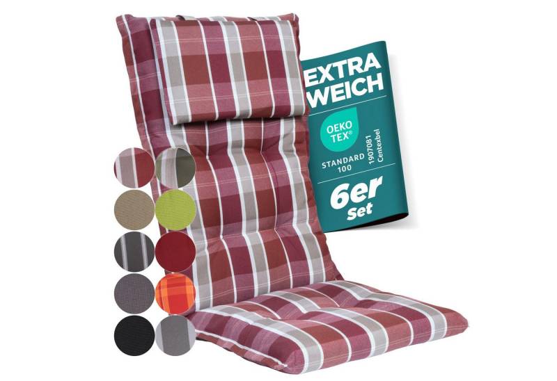 Gardisun Auflagekissen Gartenstuhlauflagen Polyacryl 8cm Dick, (6 St., 1 er Set), extra dicke Polsterung von Gardisun