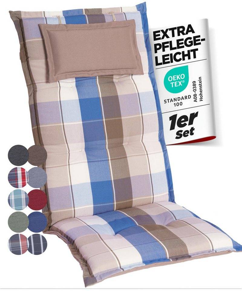 Gardisun Auflagekissen Gartenstuhlauflagen Polyester 6cm Dick, (1 St., 1 er Set), integriertes Kopfpolster von Gardisun