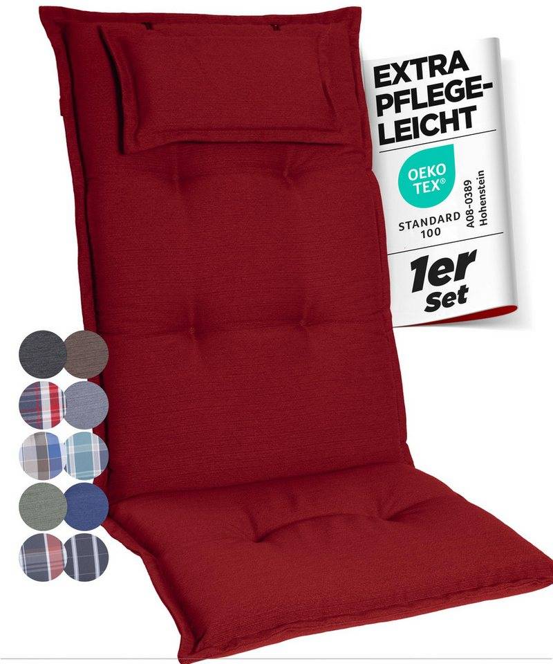 Gardisun Auflagekissen Gartenstuhlauflagen Polyester 6cm Dick, (1 St., 1 er Set), integriertes Kopfpolster von Gardisun